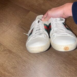 Gucci White Sneakers with Red and Green Stripes